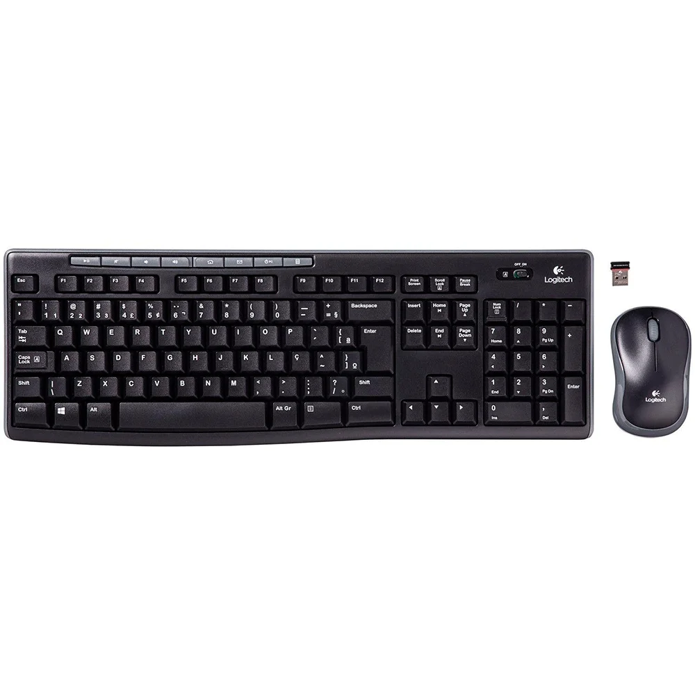 Imagem 2 de 5 do produto Teclado e Mouse Sem Fio Logitech MK270, ABNT2, Teclas de Mídia de Fácil Acesso, Conexão USB, Pilhas Inclusas - 920-004433