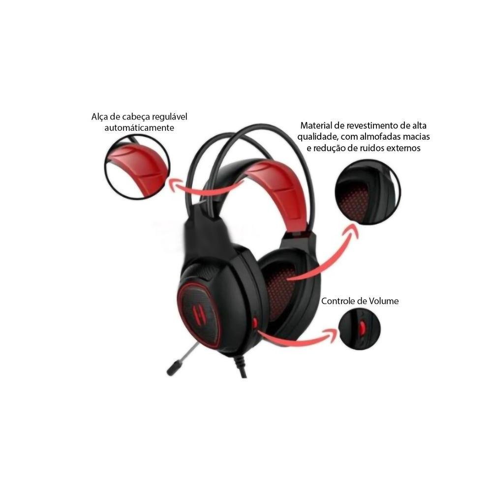 Headset Gamer Lehmox Gt-f4, 7.1 Led, Diâmetro: 40mm