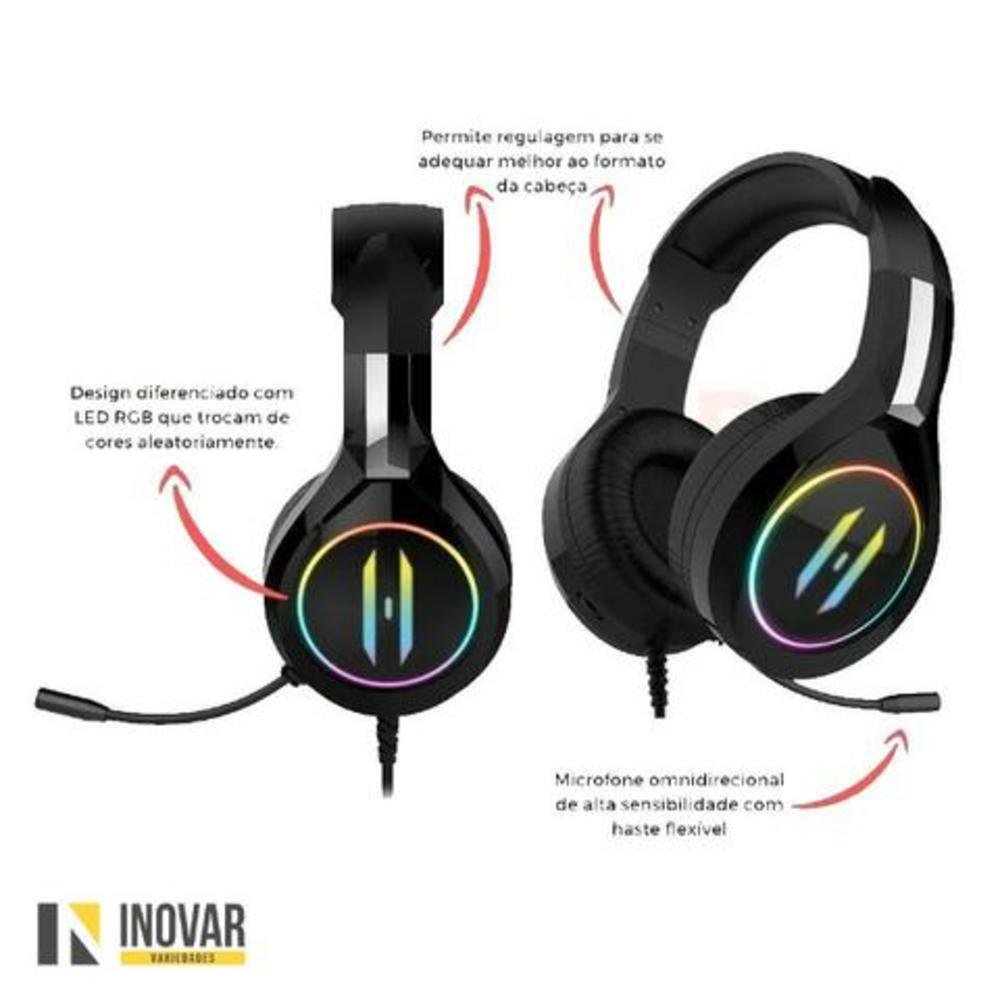 Imagem 2 de 5 do produto Headset Gamer 7.1 Led Lehmox - Gt-f3