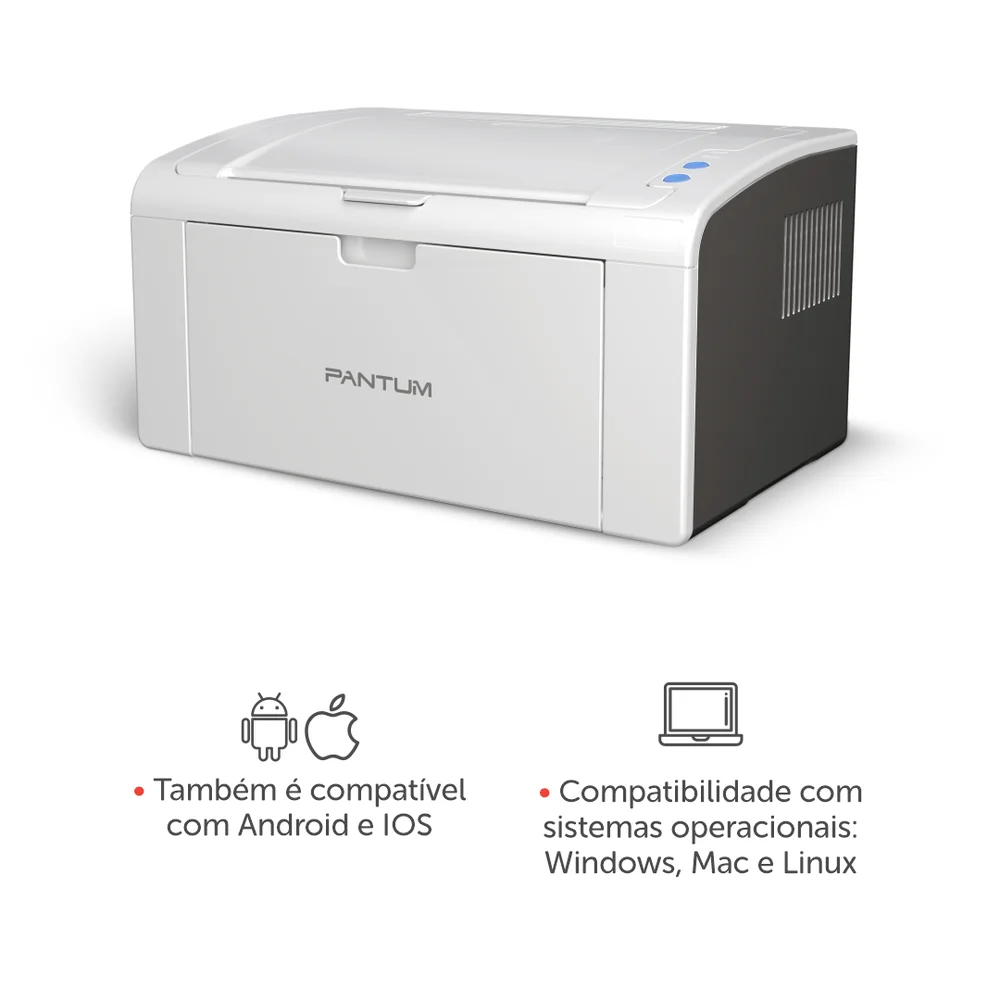 Imagem 5 de 5 do produto Impressora Laser Pantum Monocromática, USB 2.0, Duplex, 110V - P2509W