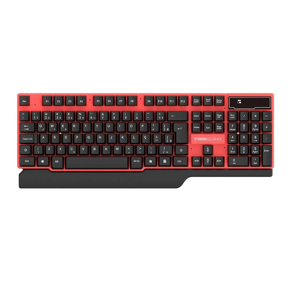 Imagem 2 de 5 do produto Teclado e Mouse Sem Fio Kross Elegance, Wireless, ABNT2, Layout Ambidestro, Vermelho e Preto - Ke-km553v1