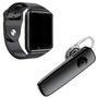 Kit 1 Relógio SmartWatch A1 Preto + 1 Fone De Ouvido Sem Fio Bluetooth Headset Preto