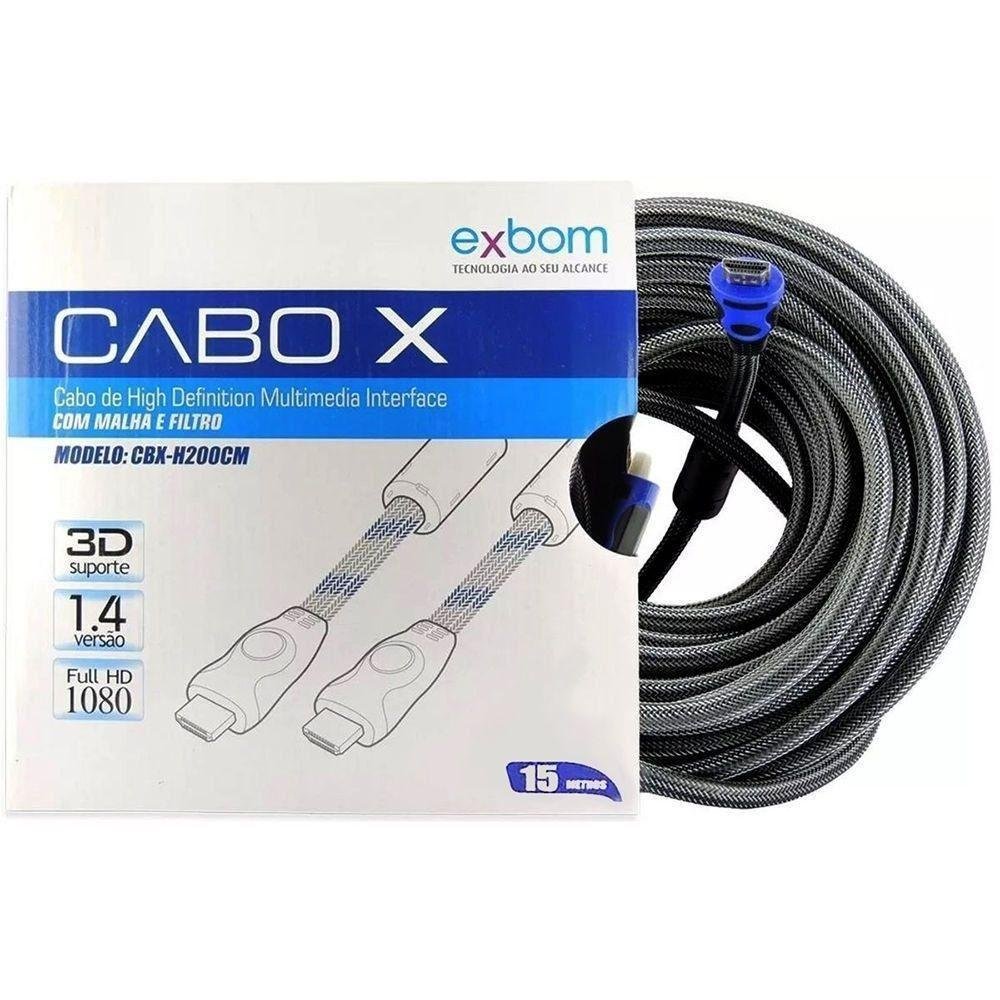 Imagem 2 de 3 do produto Cabo Hdmi 1.4 3d 1080p Full Hd Com Filtro Tv Lcd Plasma Ps3 - 15 Mts