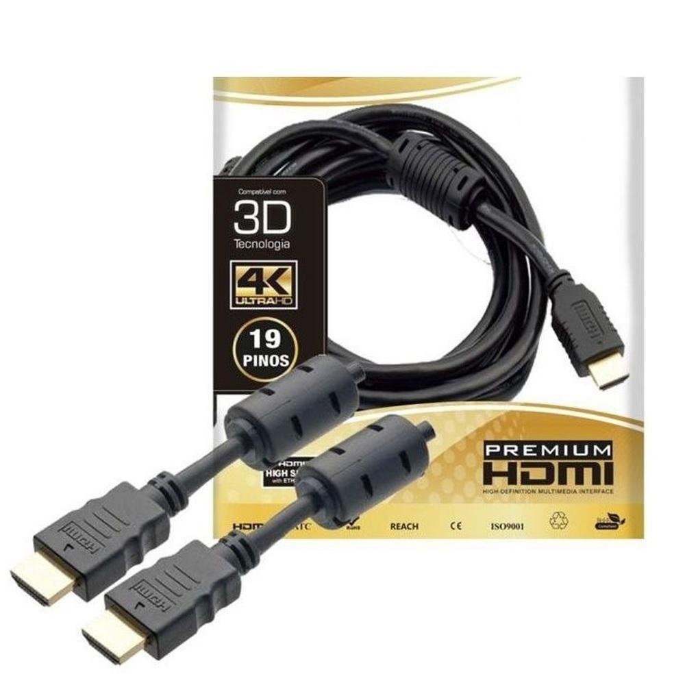 Imagem 2 de 2 do produto Cabo Hdmi 2.0 4k Ultra Hd 3d Full Hd 19 Pinos Para Tv Lcd Led Ps4 Xbox 10 Mts