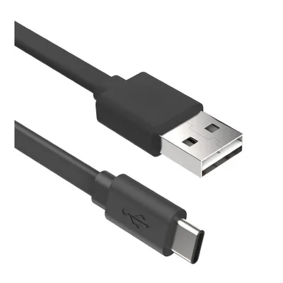 Cabo USB A Macho, Type-C, 1.20 Metros, Flat, Preto