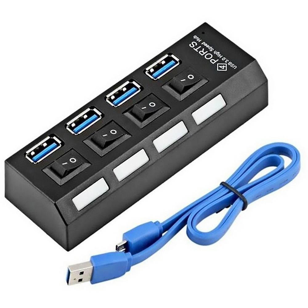Imagem 2 de 3 do produto HUB Exbom USB 3.0, 4 Portas, Super Speed, Com Botão De Liga E Desliga