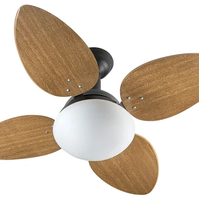 Ventilador De Teto Jet Venti-delta, Preto, 4 Pás, Mdf Mogno - 220V.