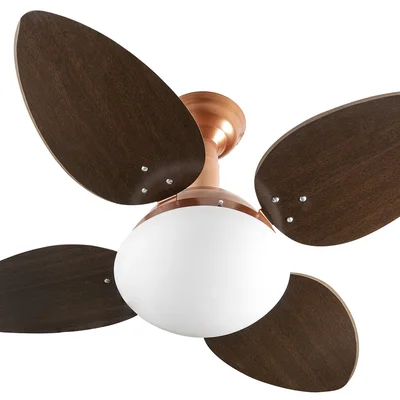 Ventilador De Teto Jet Venti-delta Cobre, 4 Pás, Mdf Tabaco - 110V.