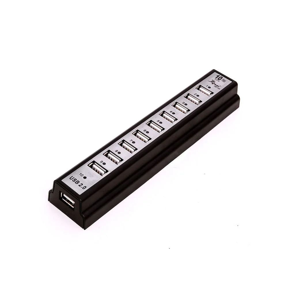 Imagem 3 de 4 do produto Adaptador HUB Knup, Com 10 Portas USB 2.0, Fonte Alimentação, Para PC e Notebook - HB-T69