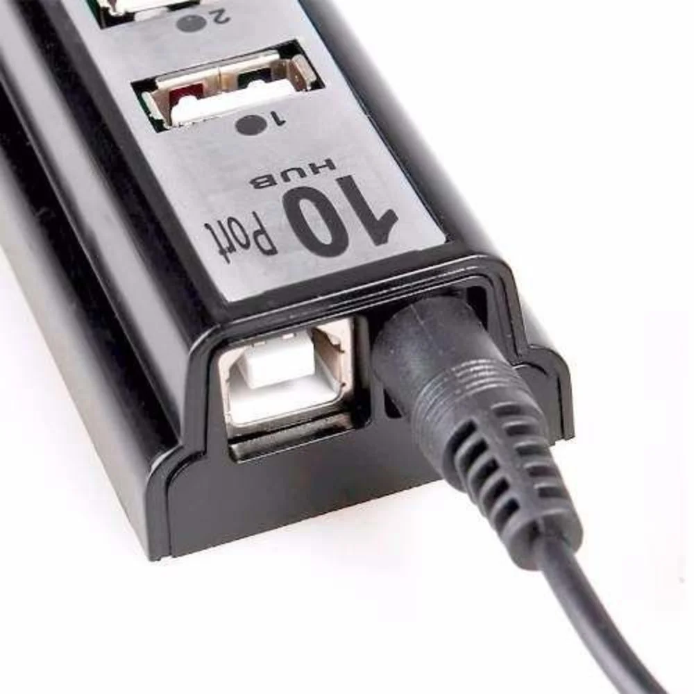 Imagem 4 de 4 do produto Adaptador HUB Knup, Com 10 Portas USB 2.0, Fonte Alimentação, Para PC e Notebook - HB-T69