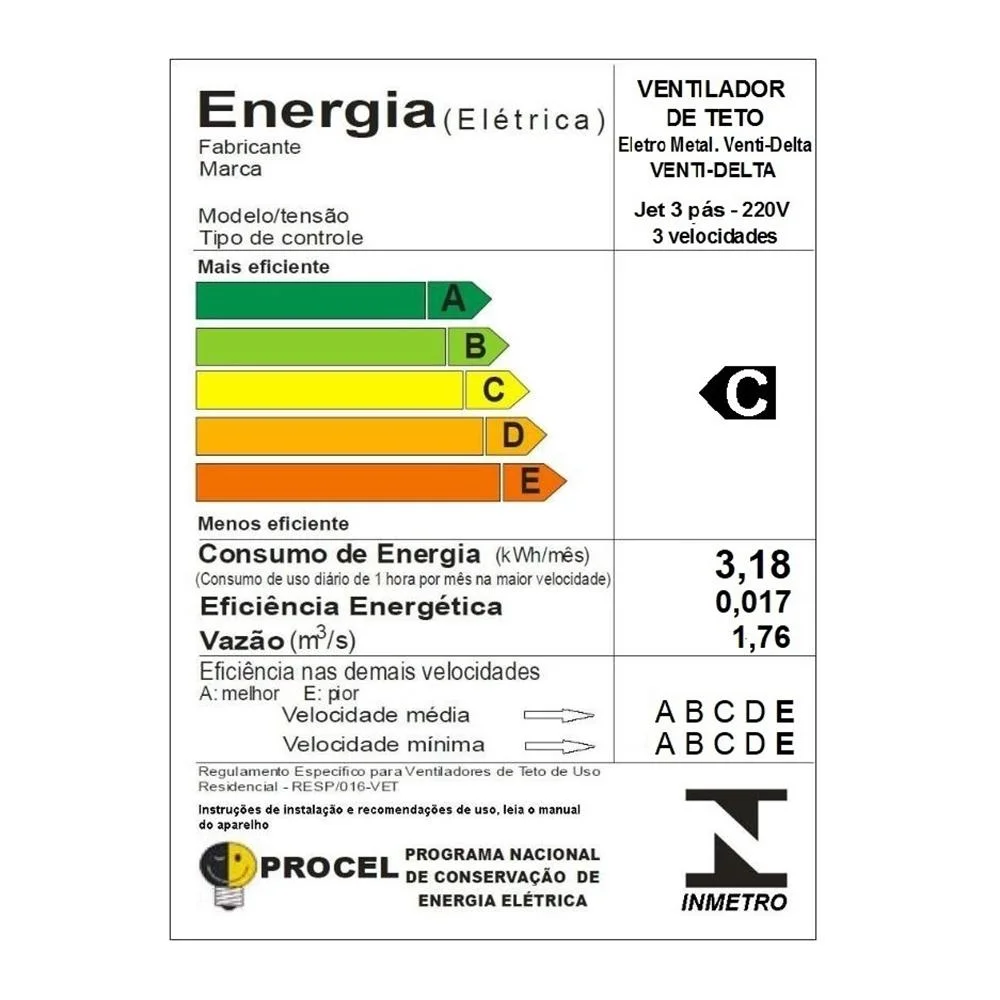 Imagem 4 de 4 do produto Ventilador De Teto Jet Venti-delta Rosê 3pás Brancas 220 V