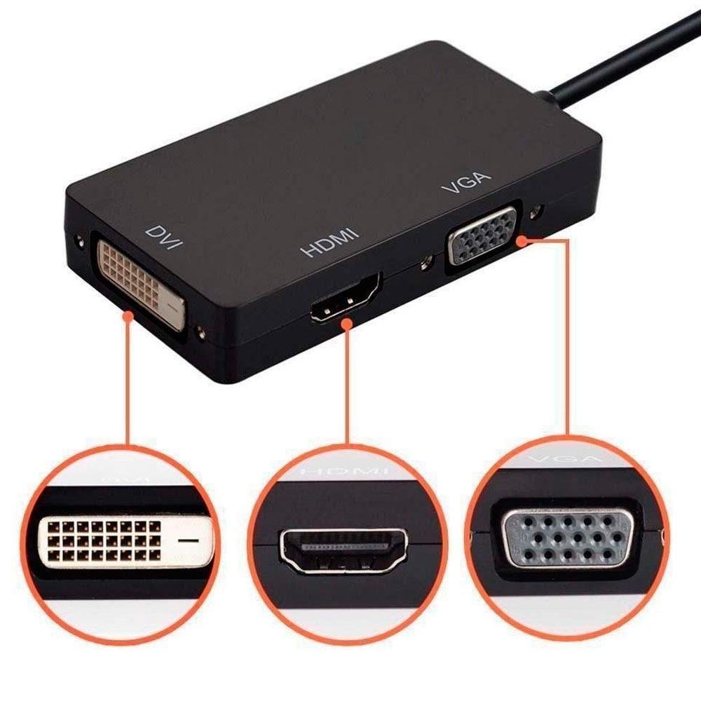 Imagem 2 de 2 do produto Adaptador Mini Displayport Macho X VGA Fêmea, HDMI Fêmea E DVI, Fêmea