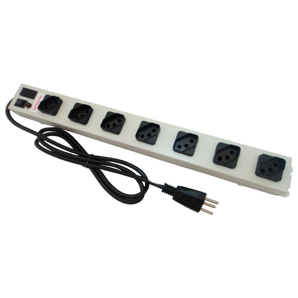 Filtro De Linha Fiolux Regua Metal 7 Tomadas Espaçadas