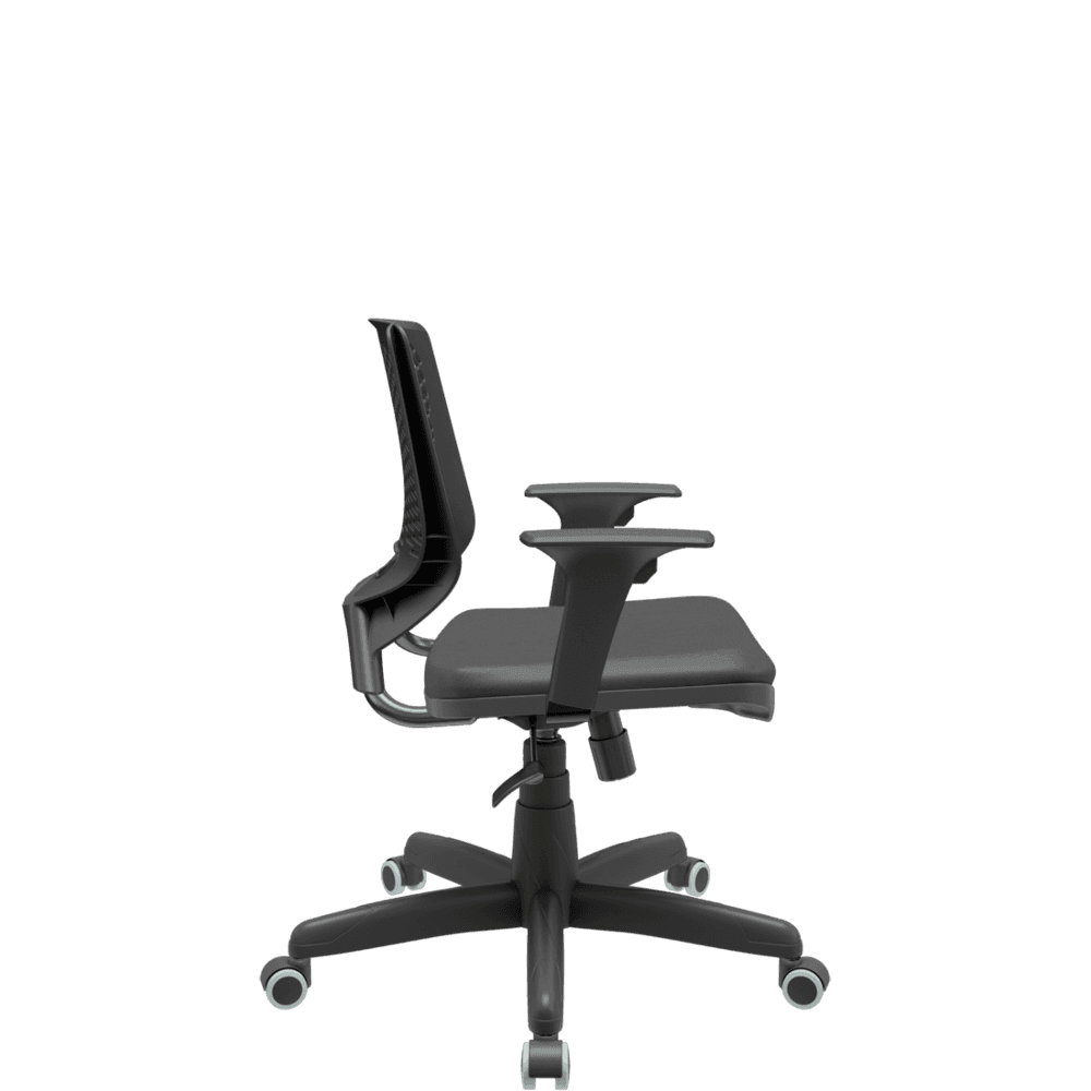 Imagem 2 de 3 do produto Cadeira Office Plaxmetal Beezi, Giratória, Braço Regulável, Revestimento Couro Ecológico, Preto