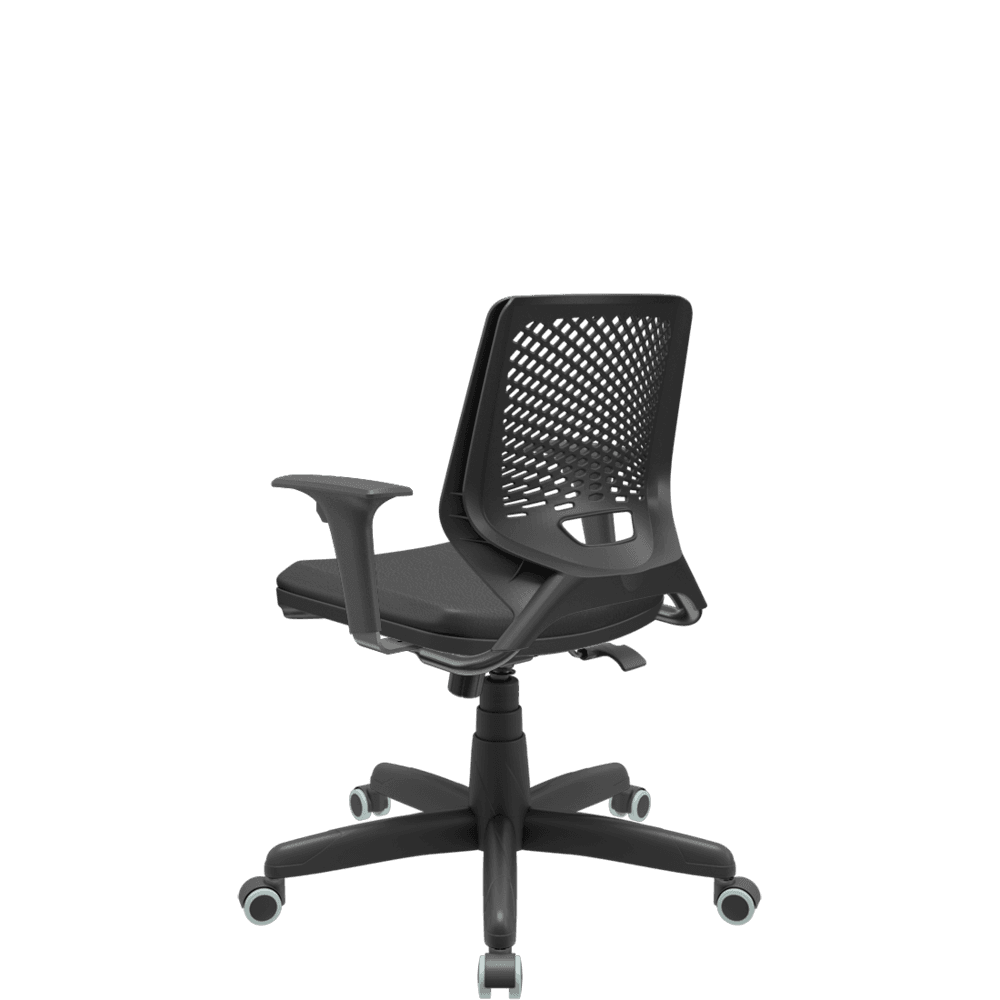 Imagem 3 de 3 do produto Cadeira Office Plaxmetal Beezi, Giratória, Braço Regulável, Revestimento Couro Ecológico, Preto
