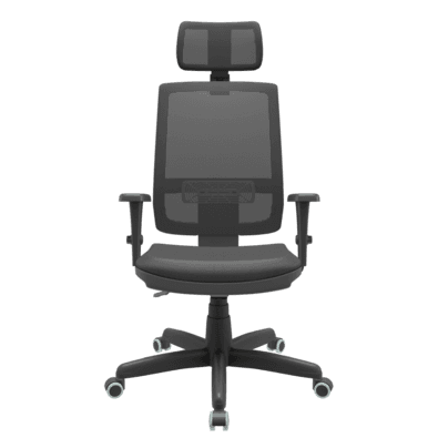 Cadeira Presidente Plaxmetal Backsystem, Preta, Com Braço 3D, Cilindro de gás