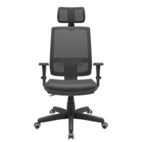 Cadeira Presidente Plaxmetal Backsystem, Preta, Com Braço 3D, Cilindro de gás