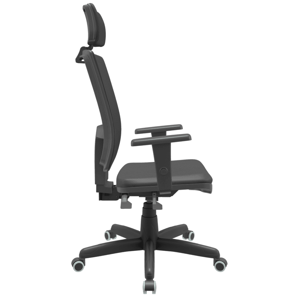 Imagem 2 de 3 do produto Cadeira Presidente Plaxmetal Backsystem, Preta, Com Braço 3D, Cilindro de gás