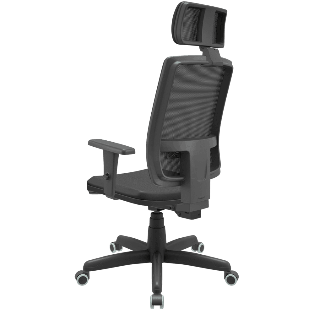 Imagem 3 de 3 do produto Cadeira Presidente Plaxmetal Backsystem, Preta, Com Braço 3D, Cilindro de gás