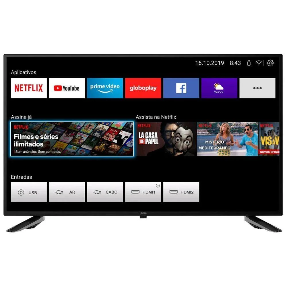Imagem 3 de 5 do produto Smart TV D-LED Philco 32 Polegadas HD, 2 HDMI, 2 USB, Conversor Digital, Preta - PTV32N5SE10H