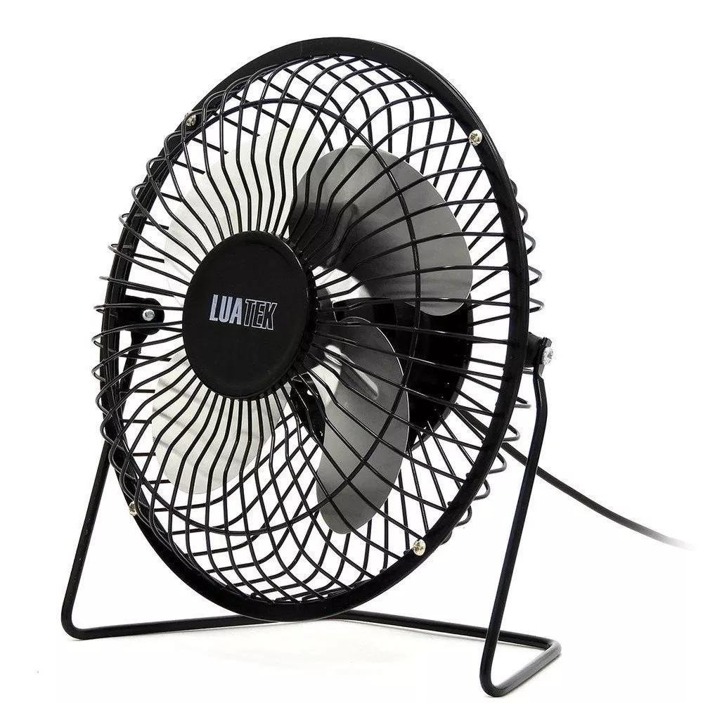 Mini Ventilador Mesa Usb Notebook Pc Silencioso Articulável Preto - Bivolt