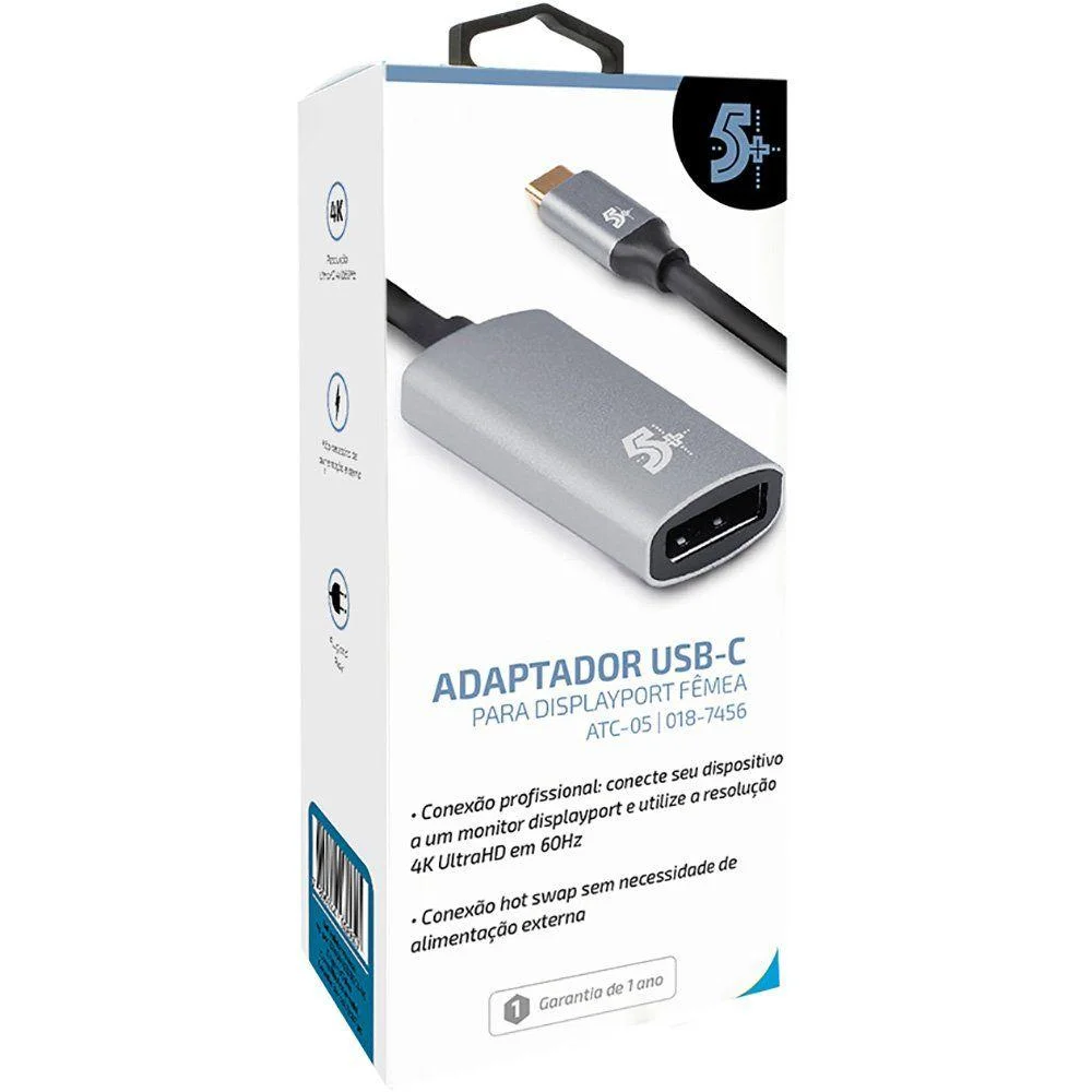 Imagem 2 de 5 do produto Adaptador USB-C Para Dispalyport Fêmea, Pix , 60Hz - 018-7456
