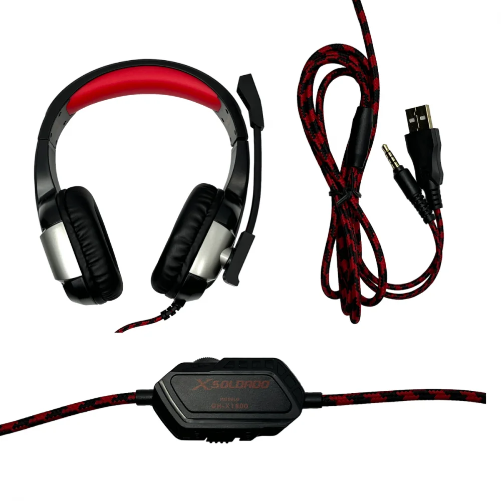 Headset Gamer Infokit Xsoldado, RGB, LED, 7.1, 50mm, USB, P3, Compatibilidade PS4, Xbox, PC, Celular, Preto e Vermelho - Gh-x1800 Headset Gamer Infokit Xsoldado, RGB, LED, 7.1, 50mm, USB, P3, Compatibilidade PS4, Xbox, PC, Celular, Preto e Vermelho - Gh-x1800