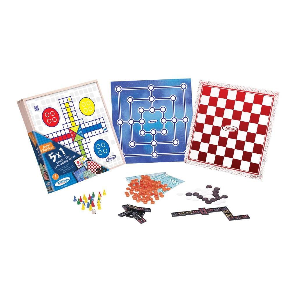 Kit 3 em 1 Damas Ludo e Trilha Jogos Classicos de Tabuleiro em