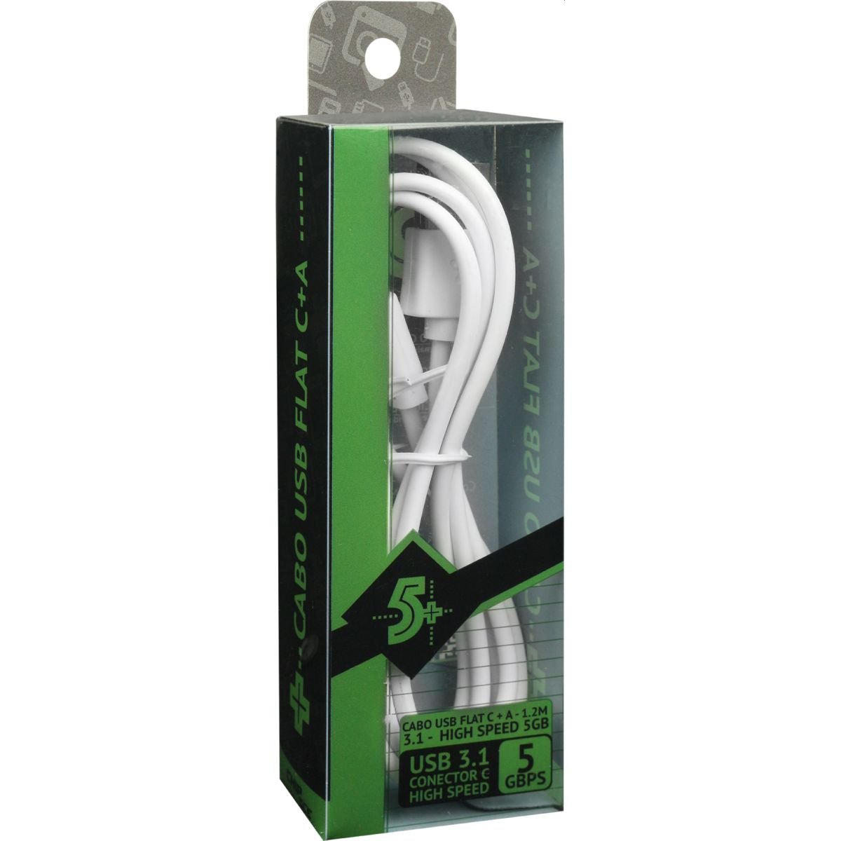 Cabo Usb Tipo C, 3.1, 1.20m - Branco