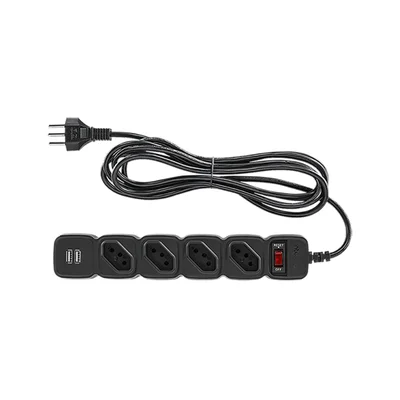 Protetor Eletronico C/ 4 Tomadas E 2 Usb - Epe 204 Usb Pt+