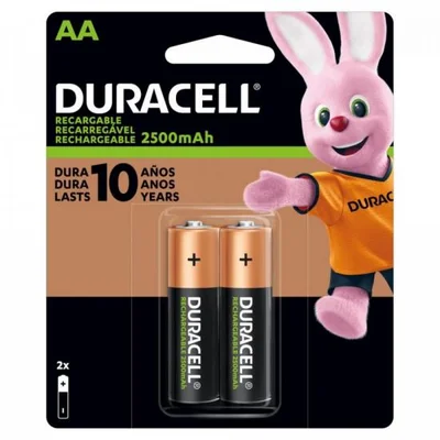 Pilha Recarregável AA Duracell, 2 Unidades, 2500mAh