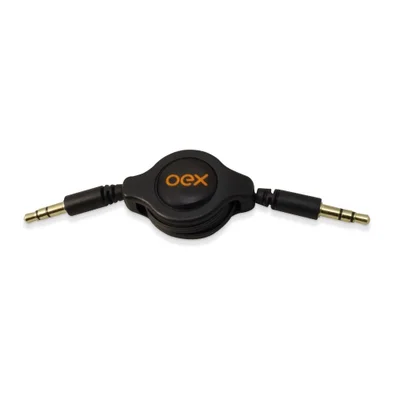 Cabo Retrátil De Audio Oex Cb400 80cm Plugue De 3.5mm