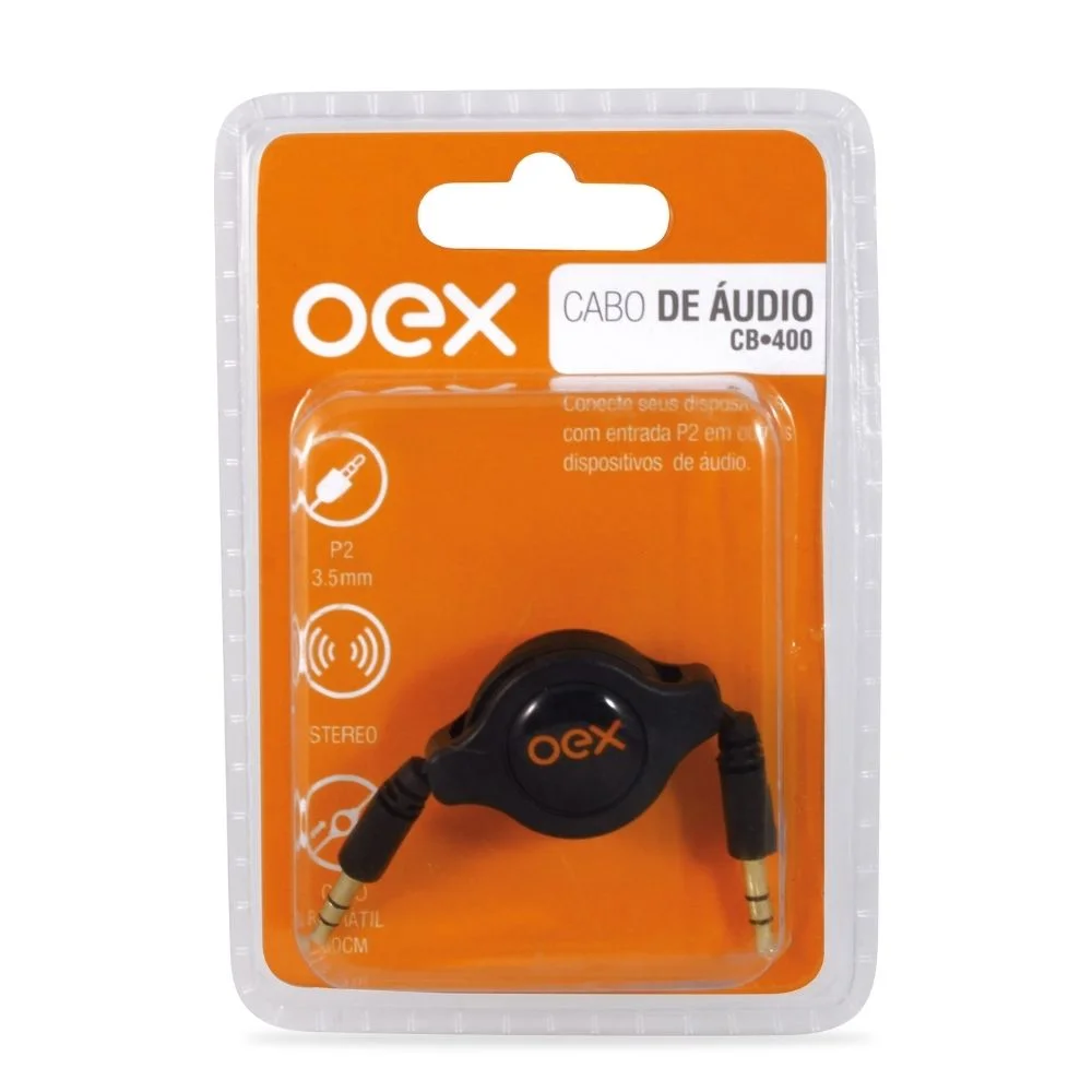 Imagem 2 de 2 do produto Cabo Retrátil De Audio Oex Cb400 80cm Plugue De 3.5mm