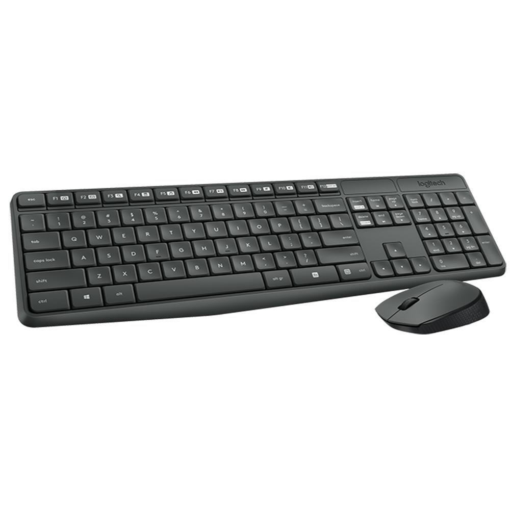 Teclado e Mouse Sem Fio Logitech Mk235, BLUETOOTH, USB, ABNT2, com Teclado numérico, Resistente à Água, Pilhas Inclusas, Preto - 920-007903