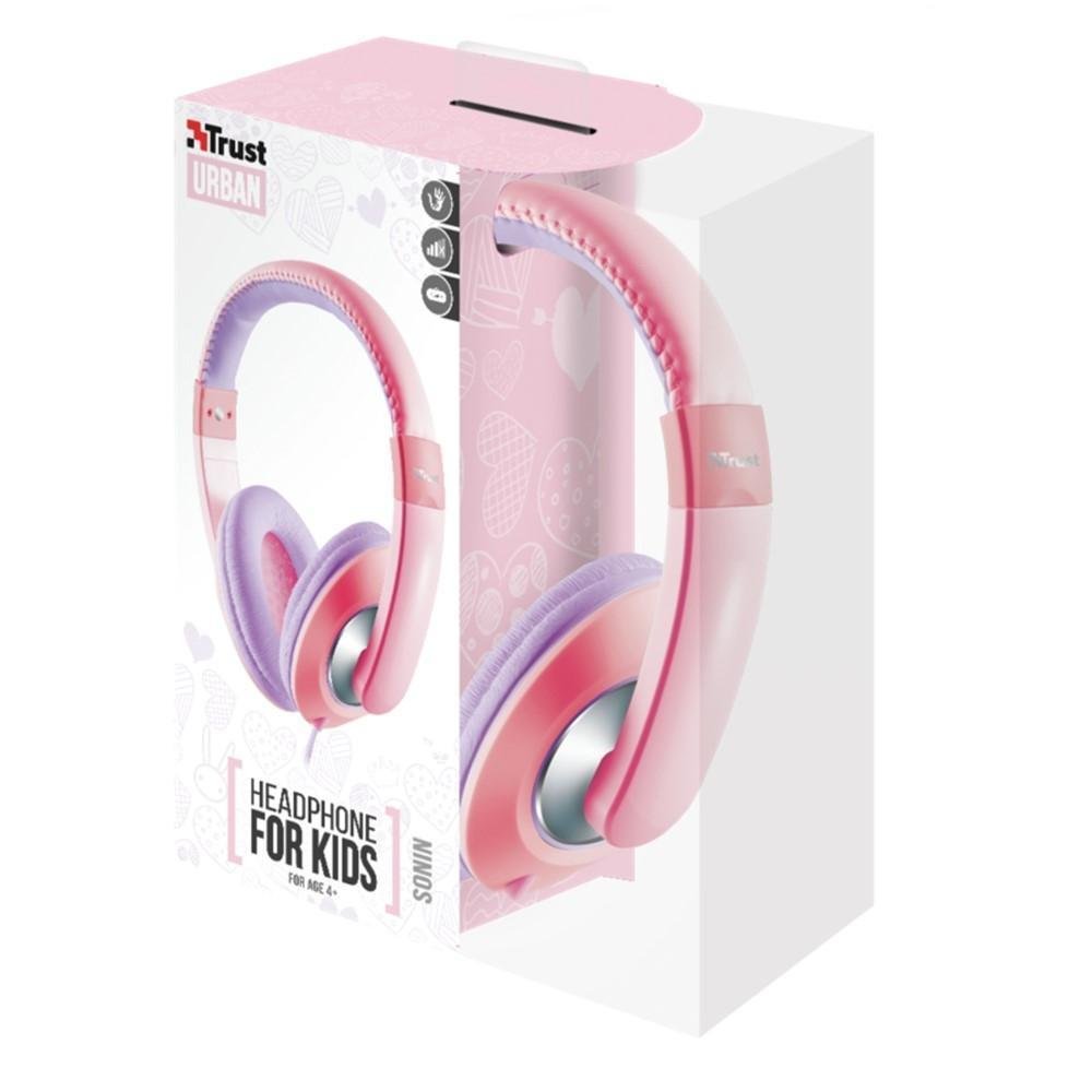Imagem 2 de 5 do produto Fone De Ouvido Sonin Kids, Com Controle De Volume, Rosa - Trust