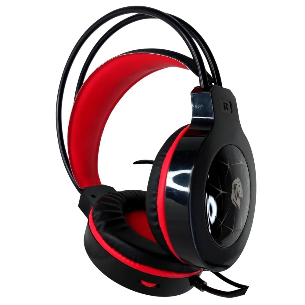 Imagem 2 de 5 do produto Headset Gamer Hayom HF2200, Microfone, LED, Conector P2/USB, Para Energia, Preto E Vermelho