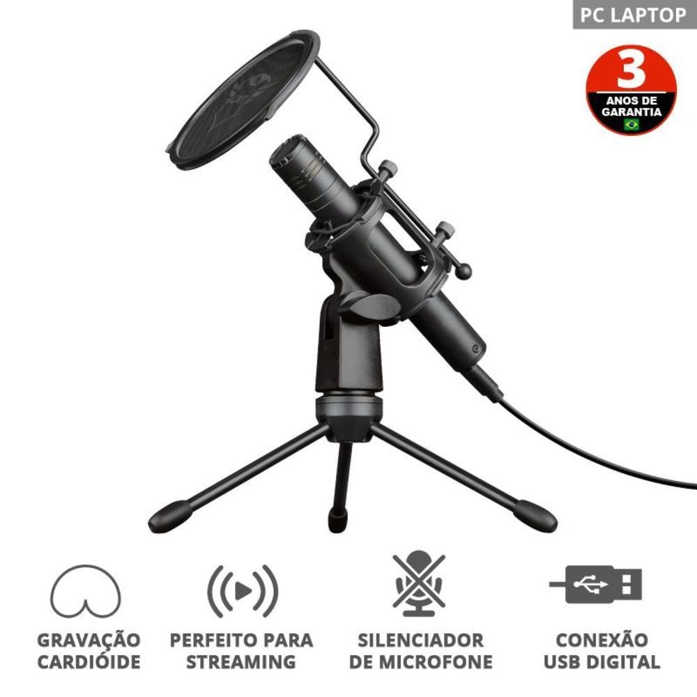 Imagem 3 de 5 do produto Microfone Trust Streaming GXT 241 Podcast, Velica, USB, com Tripé