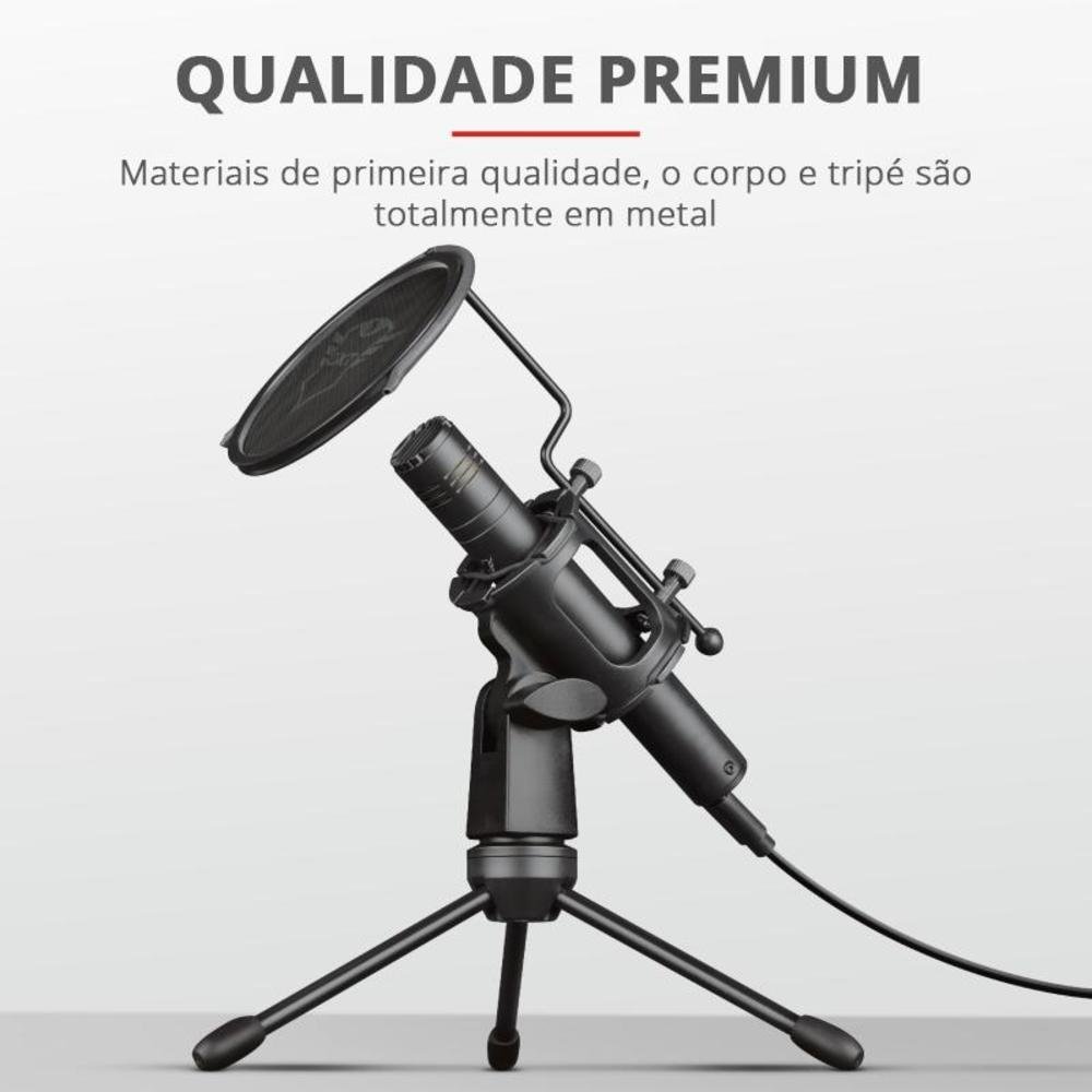 Imagem 4 de 5 do produto Microfone Trust Streaming GXT 241 Podcast, Velica, USB, com Tripé
