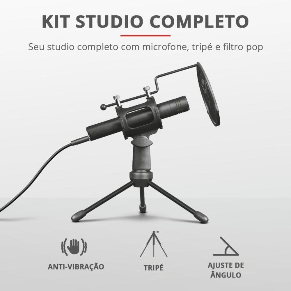 Imagem 5 de 5 do produto Microfone Trust Streaming GXT 241 Podcast, Velica, USB, com Tripé