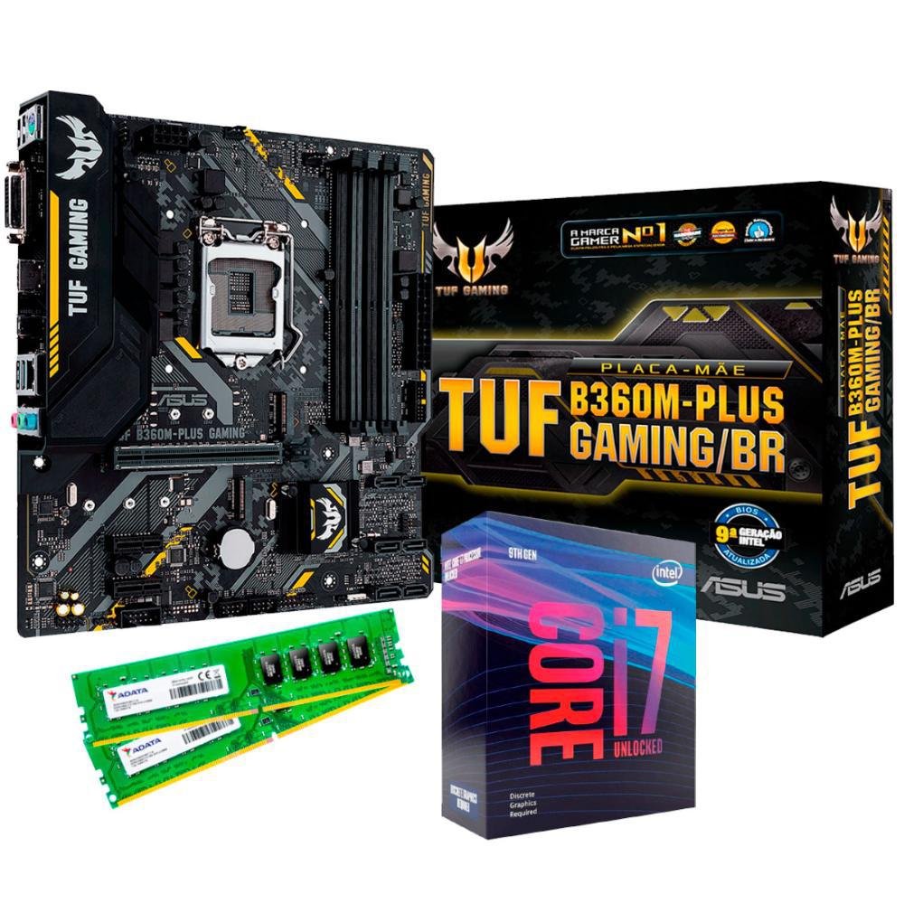 Kit Upgrade Intel Core I7 9700kf + Tuf B360mplus Gaming/br + Memória