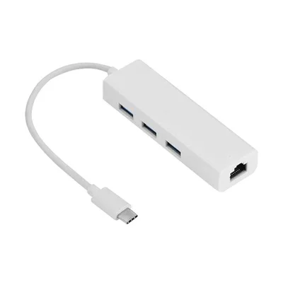 Adaptador Conversor Rj-45 Para Usb Para Tipo-c Hub 3 Portas Le 5575