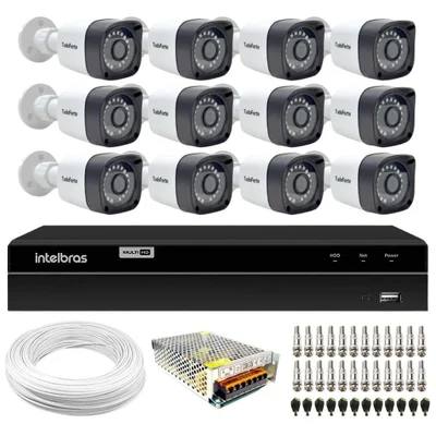 Kit 12 Câmeras HD 720p 20m Visão Noturna e DVR Intelbras