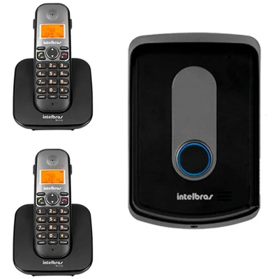 Kit Interfone Porteiro Residencial Intelbras Sem Fio Tis 5010 + 02 Ramais Internos Para Atendimento