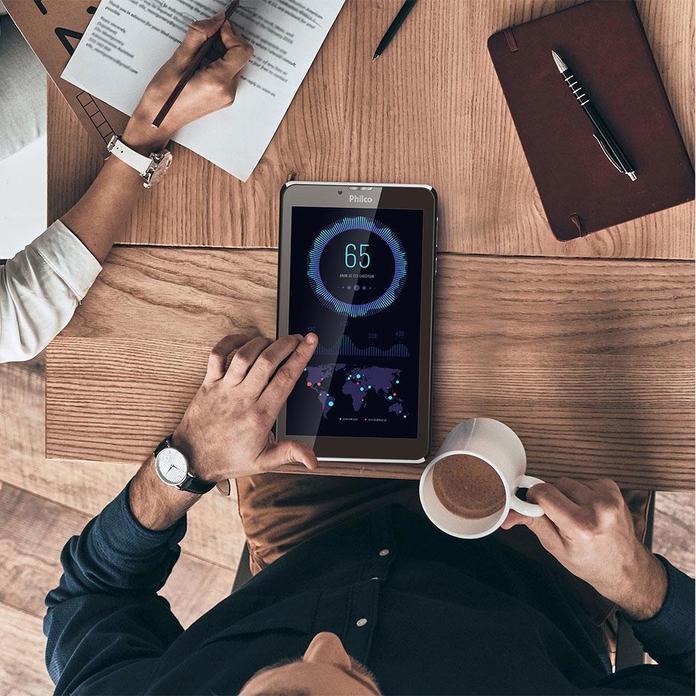Imagem 2 de 4 do produto Tablet Tela 7" Android 9 Go Wi-Fi, 16GB, 1GB RAM, Cinza, Philco - PTB7SSG