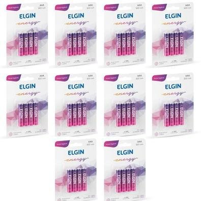 Kit Com 10 Cartelas De Pilhas Recarregaveis Aaa 900mah C/4 82169 Elgin
