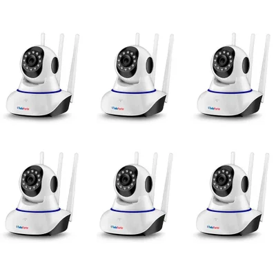 Kit - 6 Câmeras De Segurança IP, Sem Fio, Wi-Fi, HD 720p, Robo, Wireless