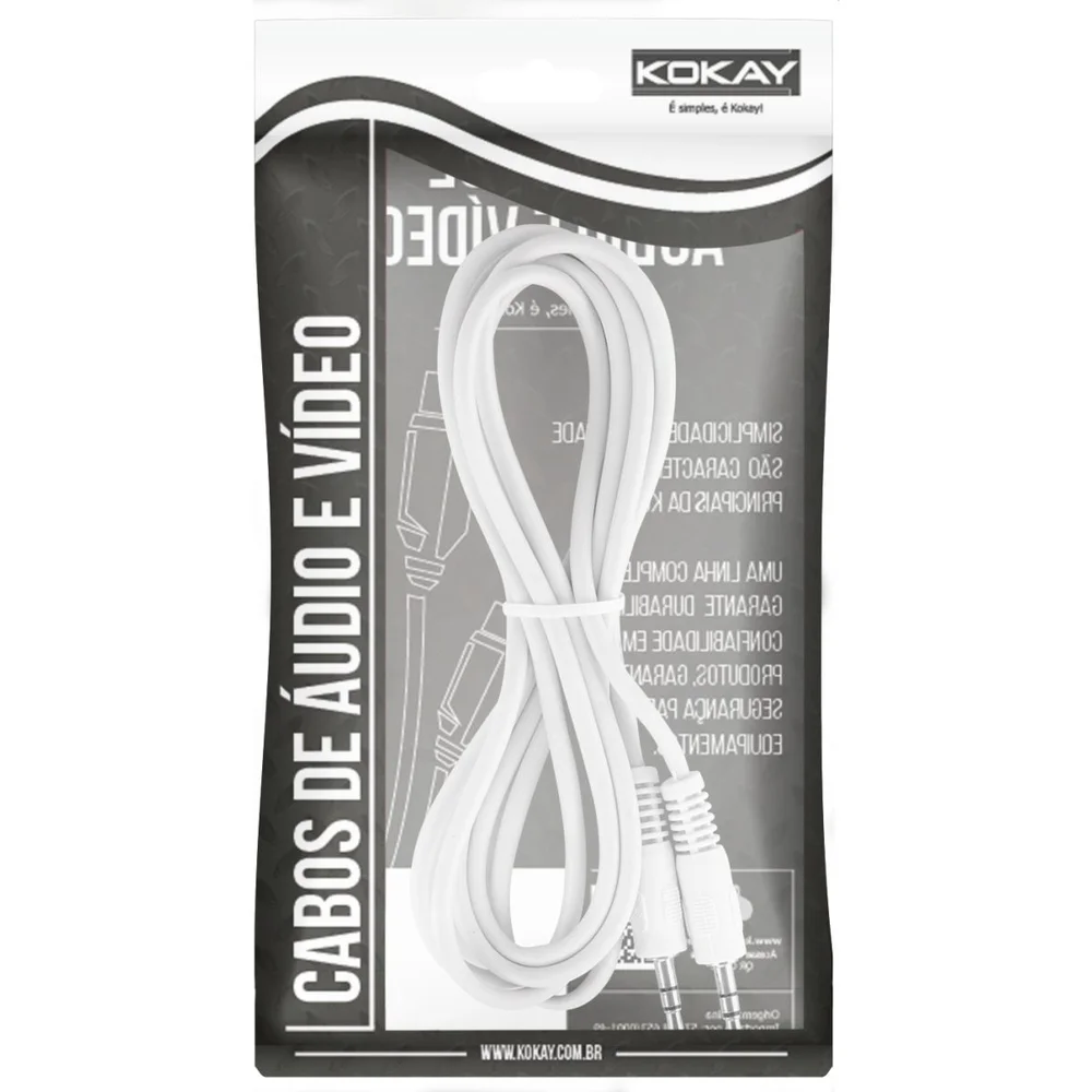Imagem 2 de 3 do produto Cabo De Audio P2xp2 Estéreo 1,8mts Branco