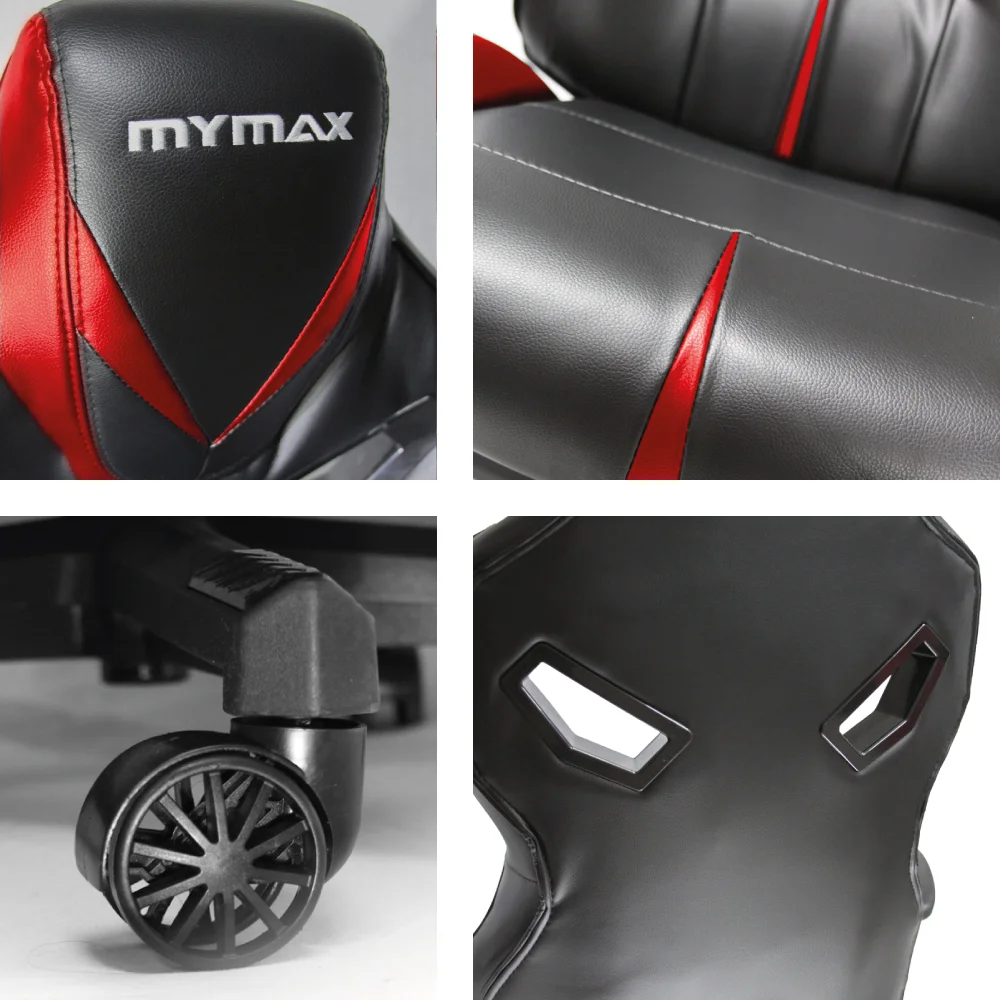 Imagem 3 de 4 do produto Cadeira Gamer Mymax Mx8, Giratória, 150Kg, Preto E Vermelho