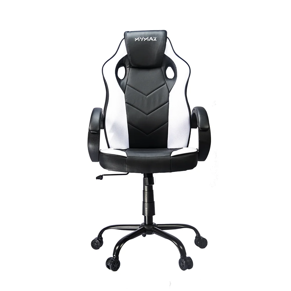 Cadeira Gamer Mymax Mx0, Suporta Até 120kg, Giratória, Preto E Branco Cadeira Gamer Mymax Mx0, Suporta Até 120kg, Giratória, Preto E Branco