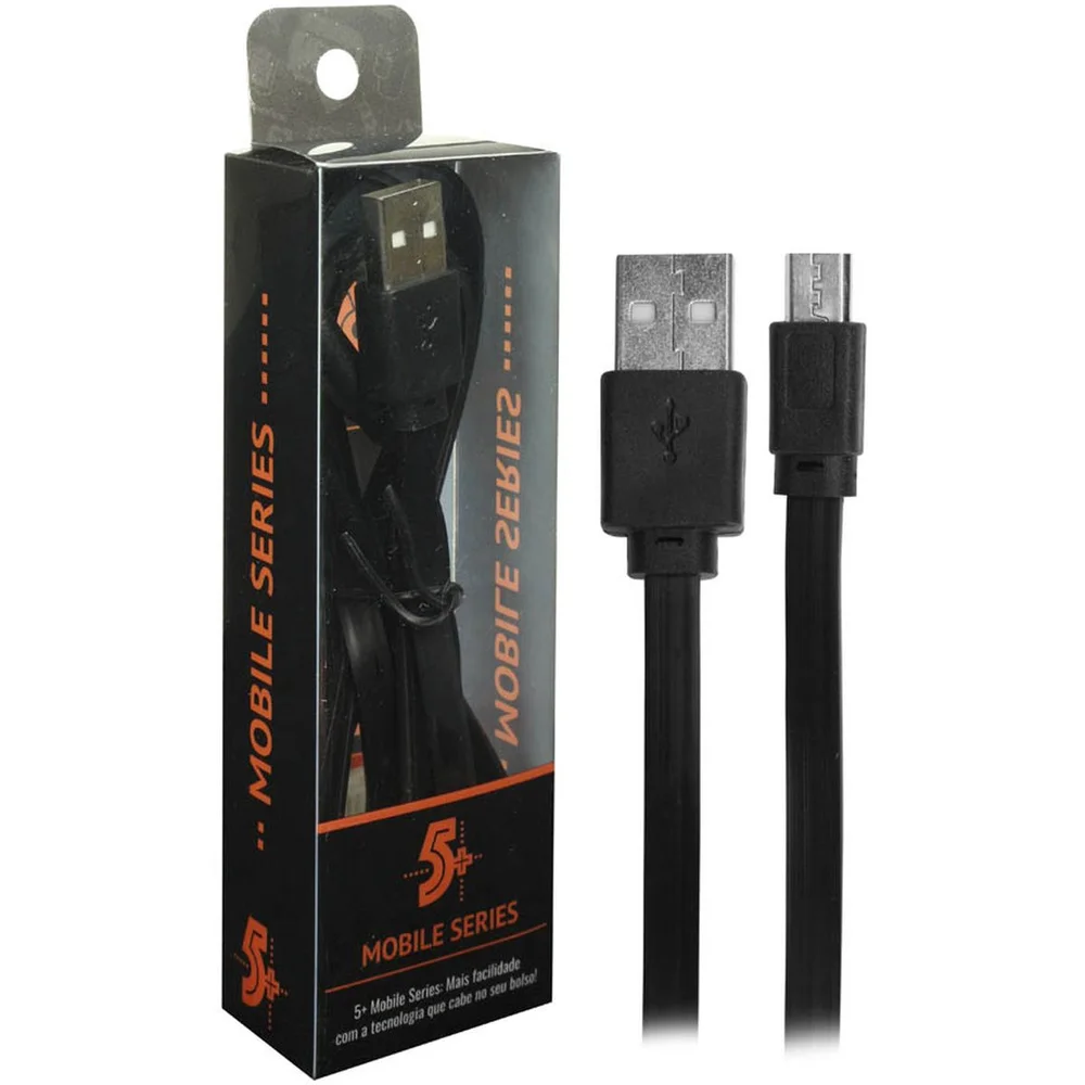 Imagem 2 de 5 do produto Cabo Usb Micro Usb Flat 1,20m. Preto